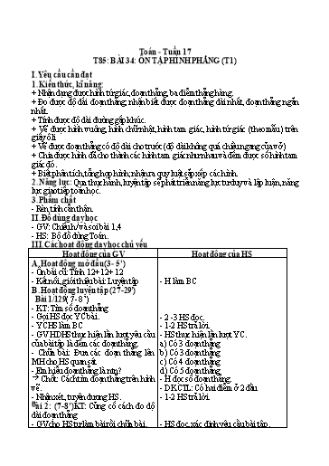 Kế hoạch bài dạy Toán 2 - Tuần 17, Bài 34: Ôn tập hình phẳng (Tiết 1)