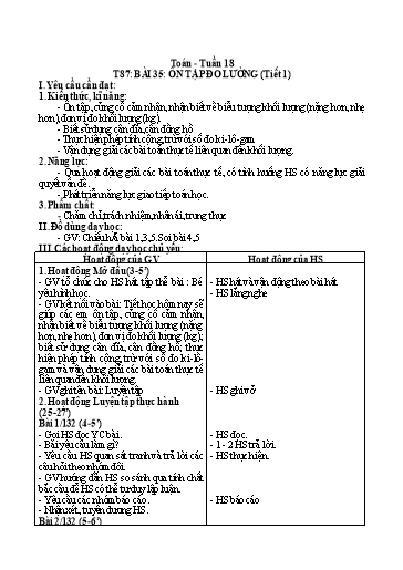 Kế hoạch bài dạy Toán 2 - Tuần 18, Bài 35: Ôn tập đo lường (Tiết 1)