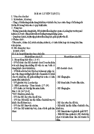 Kế hoạch bài dạy Toán 2 - Tuần 23, Bài 46: Luyện tập (Tiết 2)
