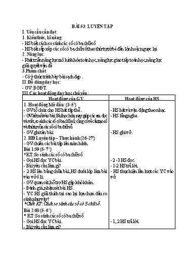 Kế hoạch bài dạy Toán 2 - Tuần 26, Bài 53: Luyện tập