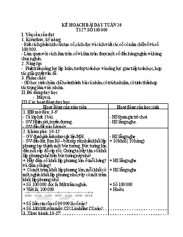 Kế hoạch bài dạy Toán 3 - Tuần 26, Tiết 127: Số 100 000