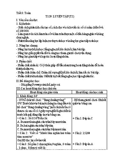 Kế hoạch bài dạy Toán 3 - Tuần 26, Tiết 129: Luyện tập (Tiết 2)