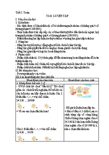 Kế hoạch bài dạy Toán 3 - Tuần 27, Tiết 131: Luyện tập
