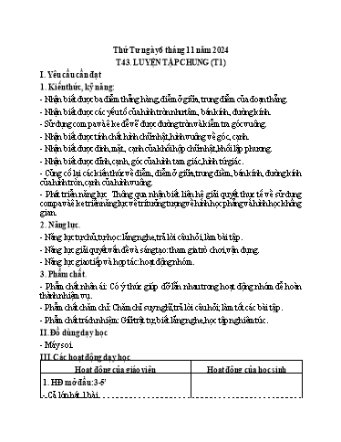Kế hoạch bài dạy Toán 3 - Tuần 9, Tiết 43: Luyện tập chung (Tiết 1)