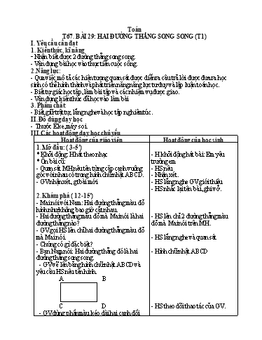 Kế hoạch bài dạy Toán 4 - Tuần 14, Bài 29: Hai đường thẳng song song (Tiết 1)