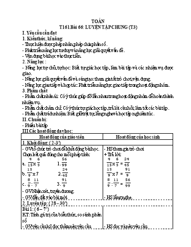 Kế hoạch bài dạy Toán 4 - Tuần 33, Bài 66: Luyện tập chung (Tiết 3)
