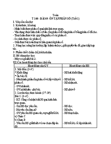 Kế hoạch bài dạy Toán 4 - Tuần 34, Bài 69: Ôn tập phân số (Tiết 1)
