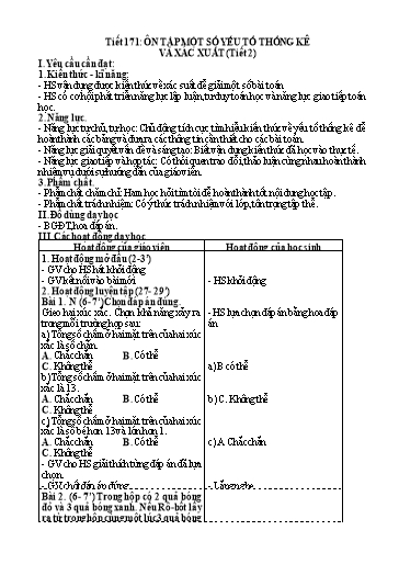 Kế hoạch bài dạy Toán 5 - Tiết 171: Ôn tập một số yếu tố thống kê và xác xuất (Tiết 2)