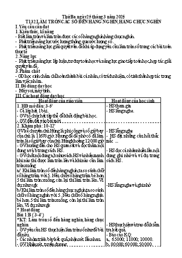 Kế hoạch bài dạy Toán Lớp 3 - Tuần 27, Tiết 132: Làm tròn các số đến hàng nghìn, hàng chục nghìn