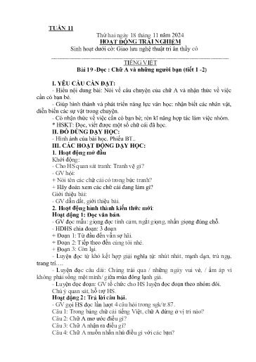 Kế hoạch giáo dục Lớp 2A - Tuần 11 Năm học 2024-2025