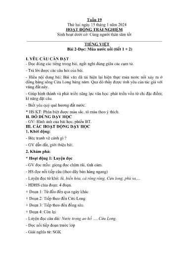 Kế hoạch giáo dục Lớp 2A - Tuần 20 Năm học 2023-2024