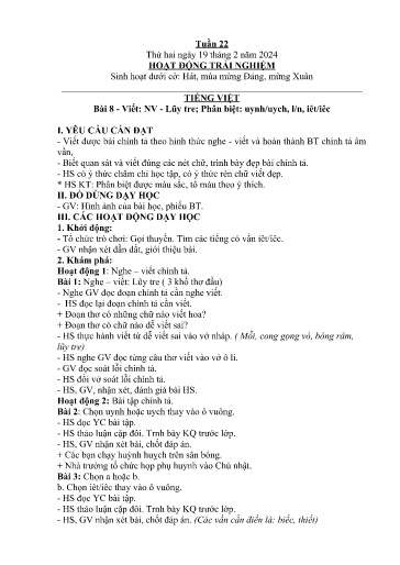Kế hoạch giáo dục Lớp 2A - Tuần 24 Năm học 2023-2024