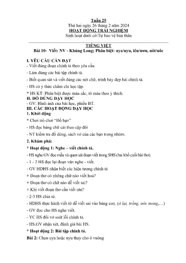 Kế hoạch giáo dục Lớp 2A - Tuần 25 Năm học 2023-2024