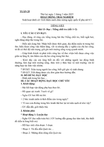 Kế hoạch giáo dục Lớp 2A - Tuần 25 Năm học 2024-2025