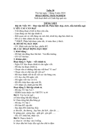 Kế hoạch giáo dục Lớp 2A - Tuần 30 Năm học 2023-2024