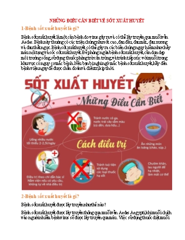 Những điều cần biết về sốt xuất huyết